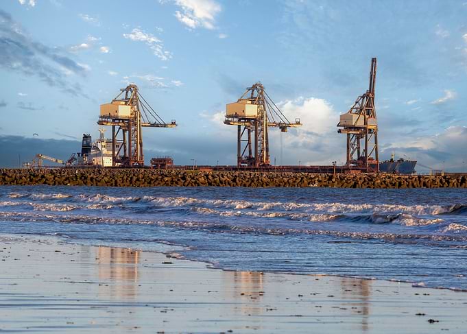 Cranes and breakwater