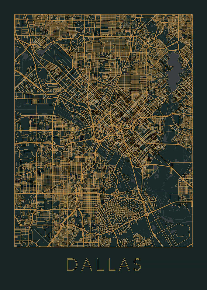 Dallas Gray Orange Map