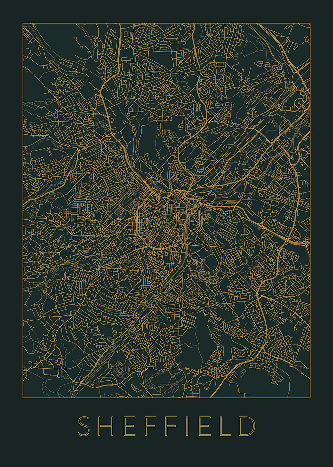 Sheffield Gray Orange Map