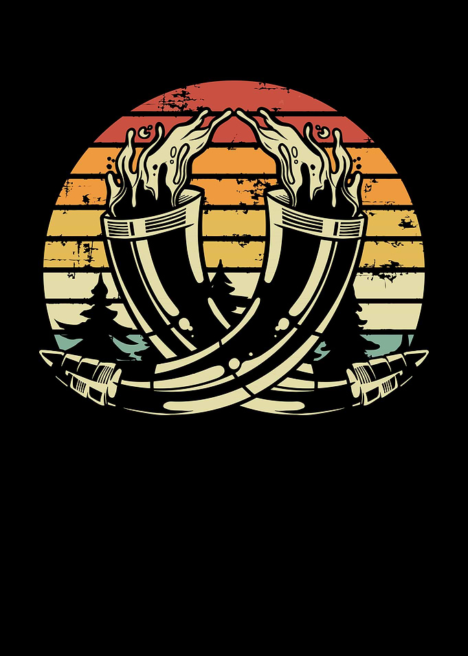 Two viking horn in colour
