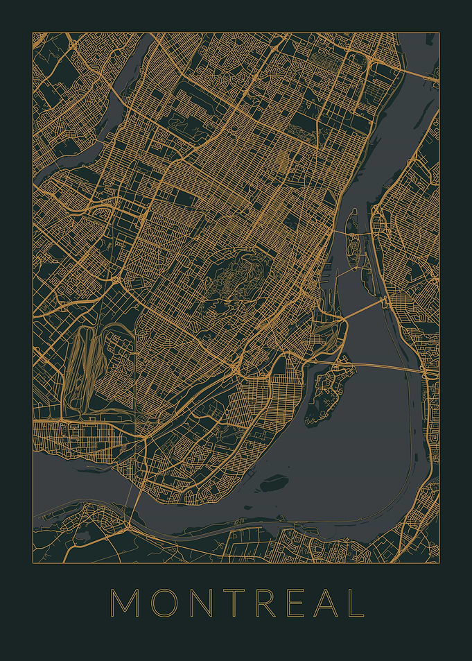 Montreal Gray Orange Map