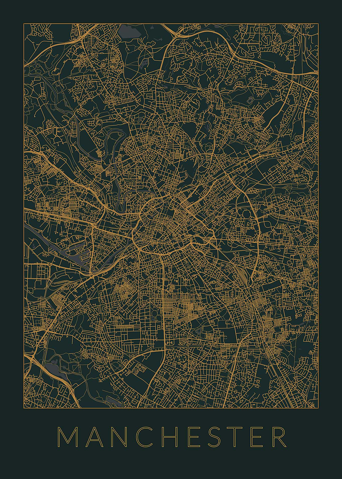 Manchester Gray Orange Map