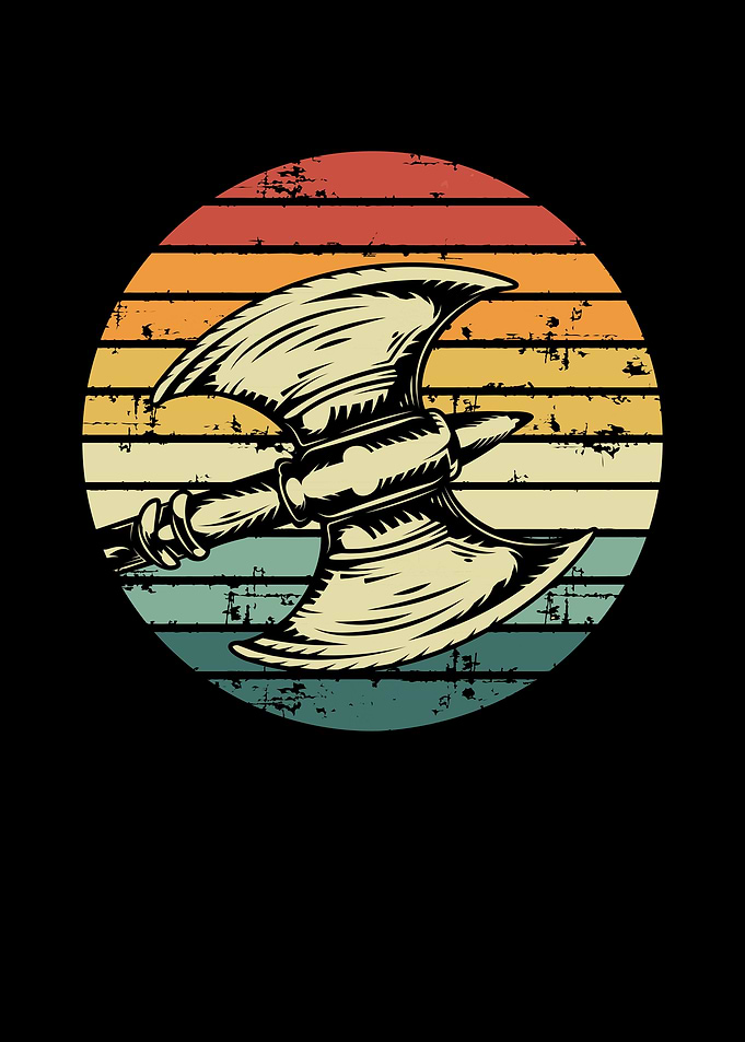 Viking axe retro sun