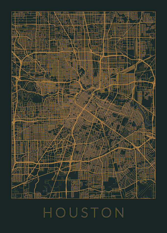 Houston Gray Orange Map
