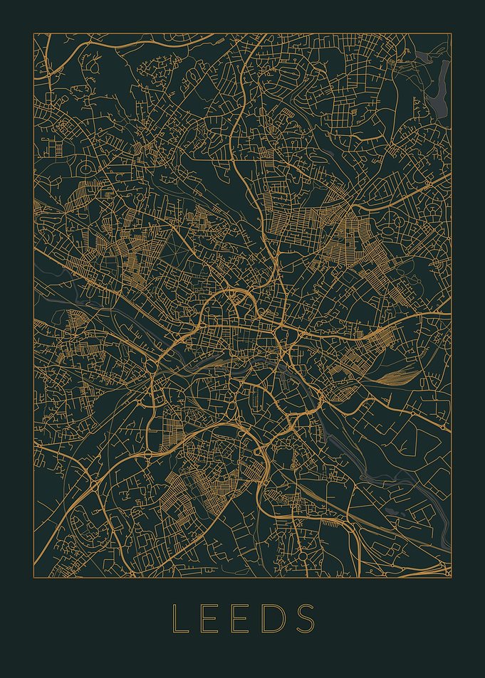 Leeds Gray Orange Map
