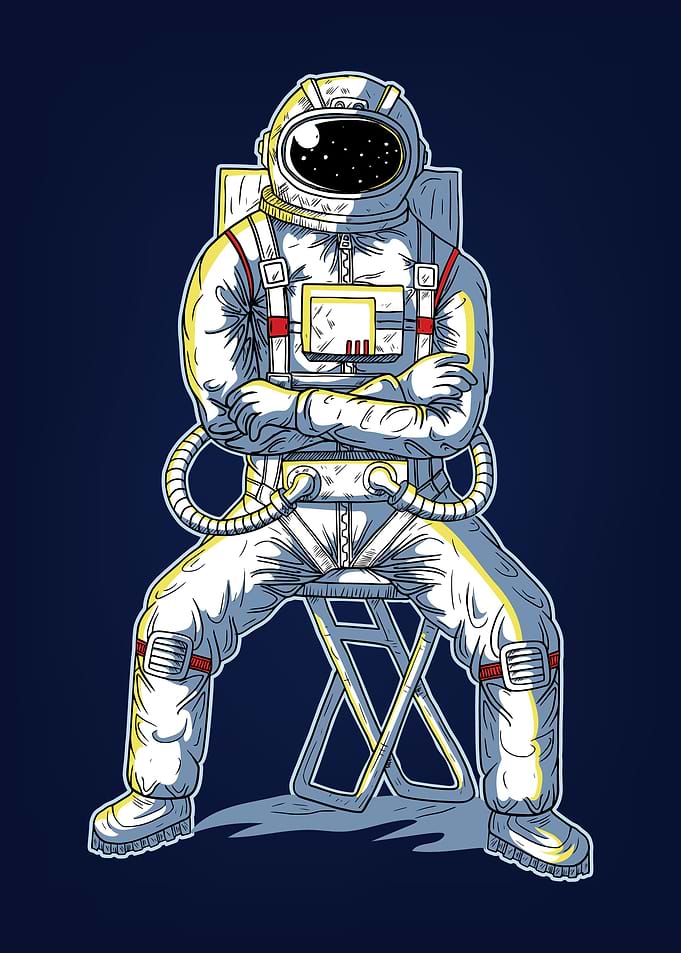 astronaut sit on the chair