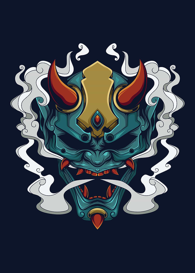 Japan demon mask poster