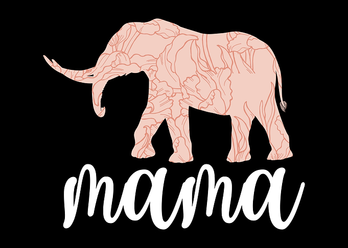 Elephant Mama Flowers Cute
