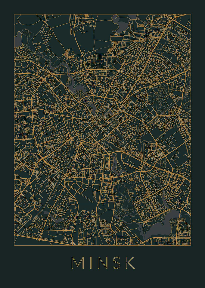 Minsk Gray Orange Map