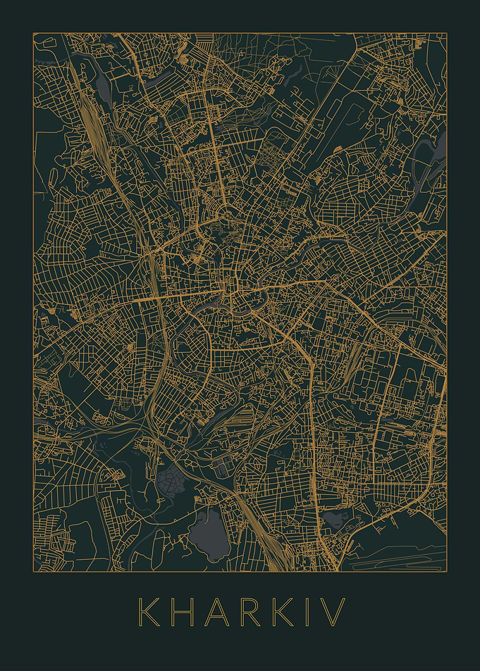 Kharkiv Gray Orange Map