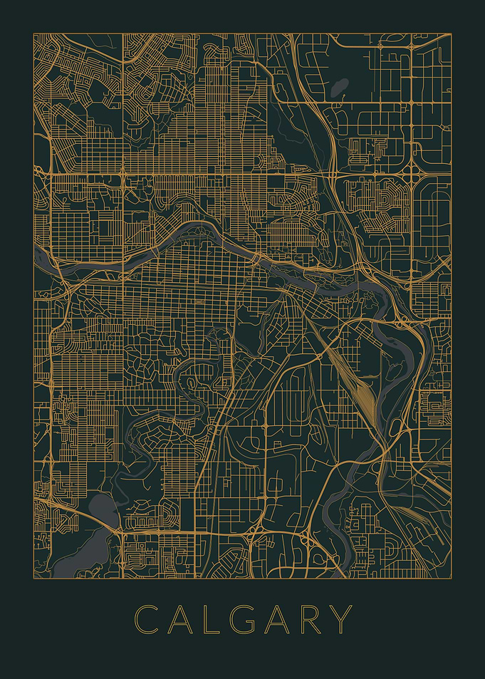 Calgary Gray Orange Map