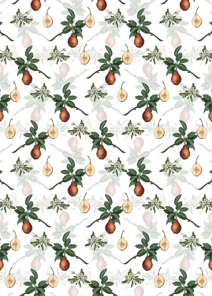 White Floral Pear Pattern