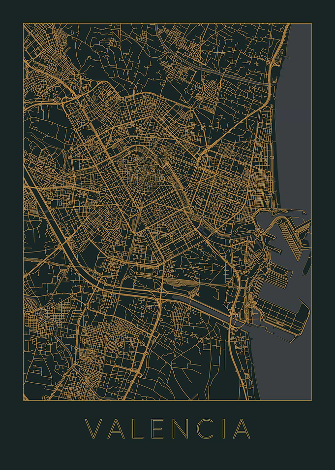 Valencia Gray Orange Map