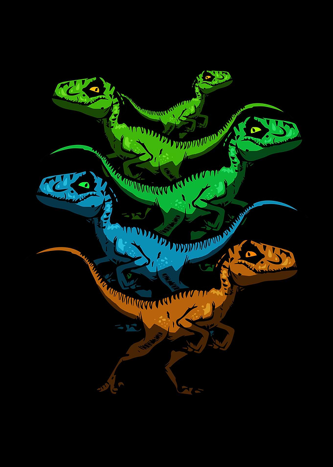 Velociraptor Colorful Team