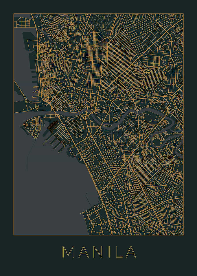 Manila Gray Orange Map