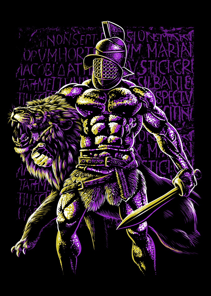 retro bodybuilder vs lion