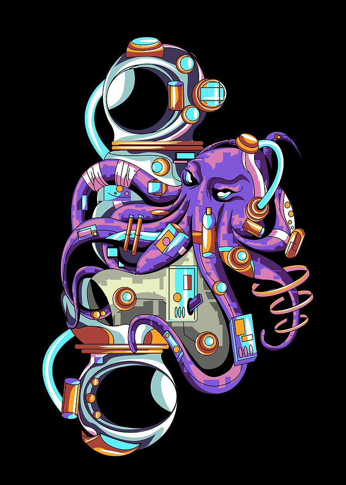 Astronaut and octopus