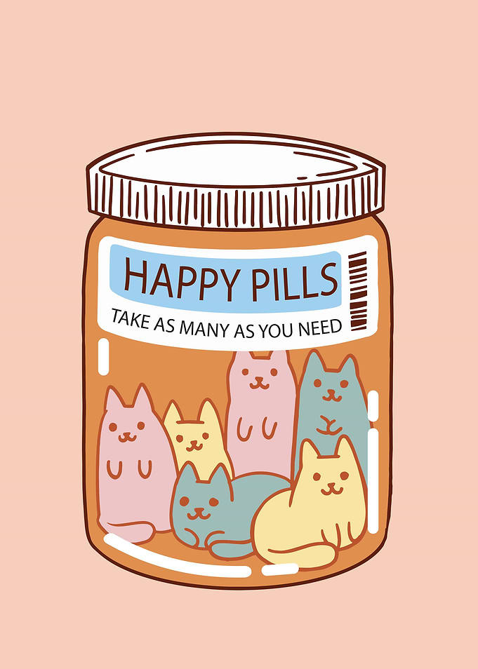 Pill jar with kittens