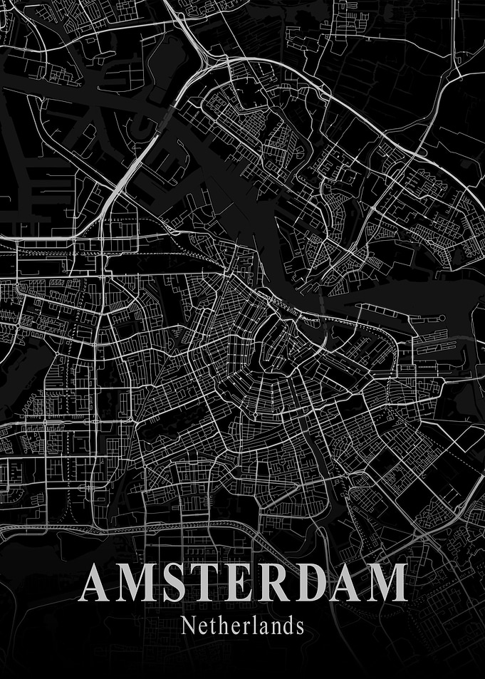 Amsterdam City Map Dark