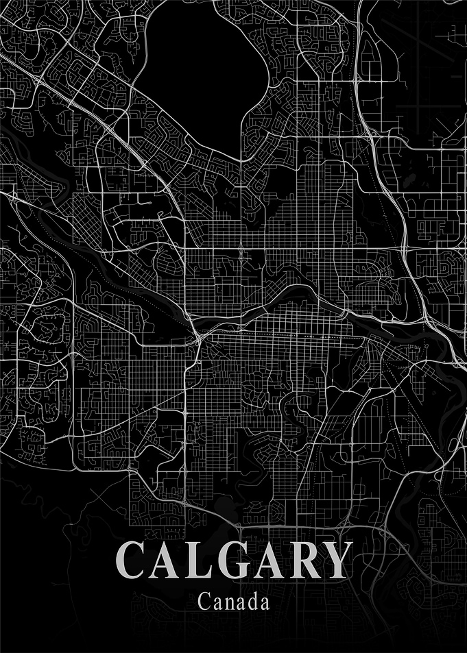 Calgary City Map Dark