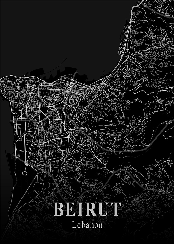 Beirut City Map Dark