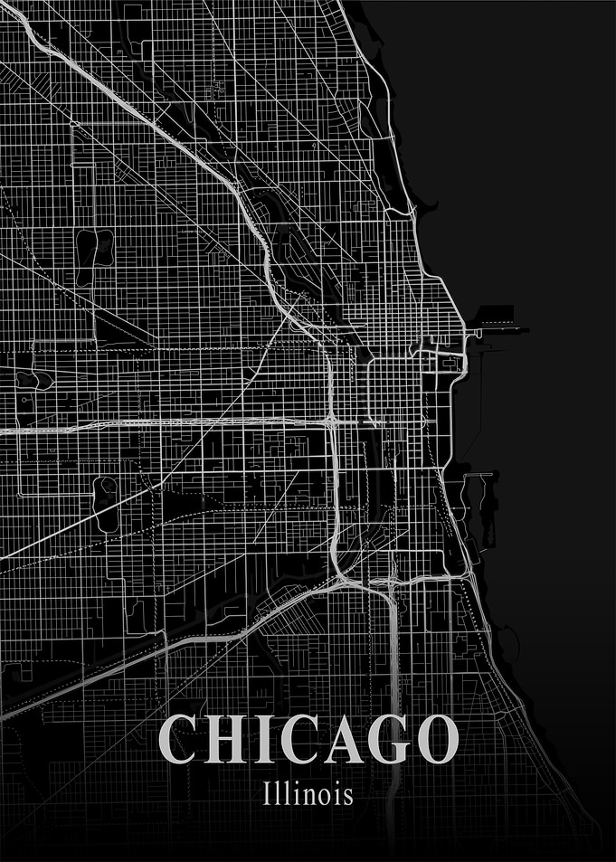 Chicago City Map Dark