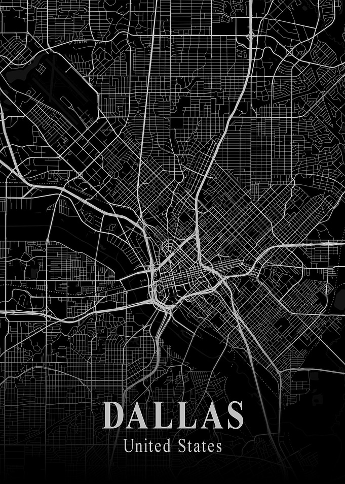 Dallas City Map Dark