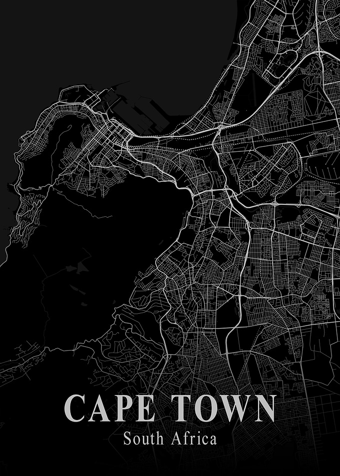 Cape Town City Map Dark