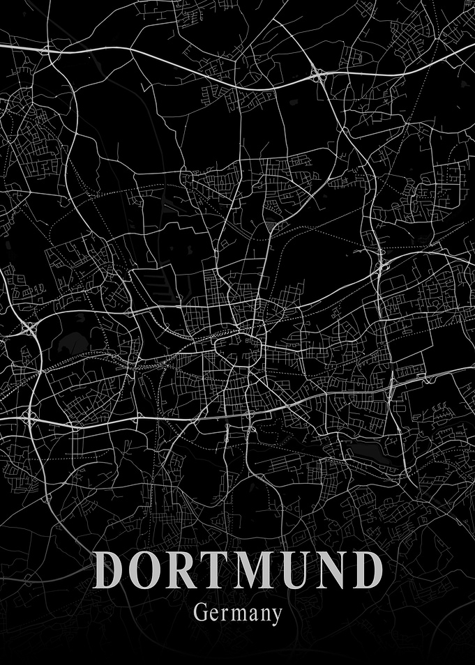 Dortmund City Map Dark