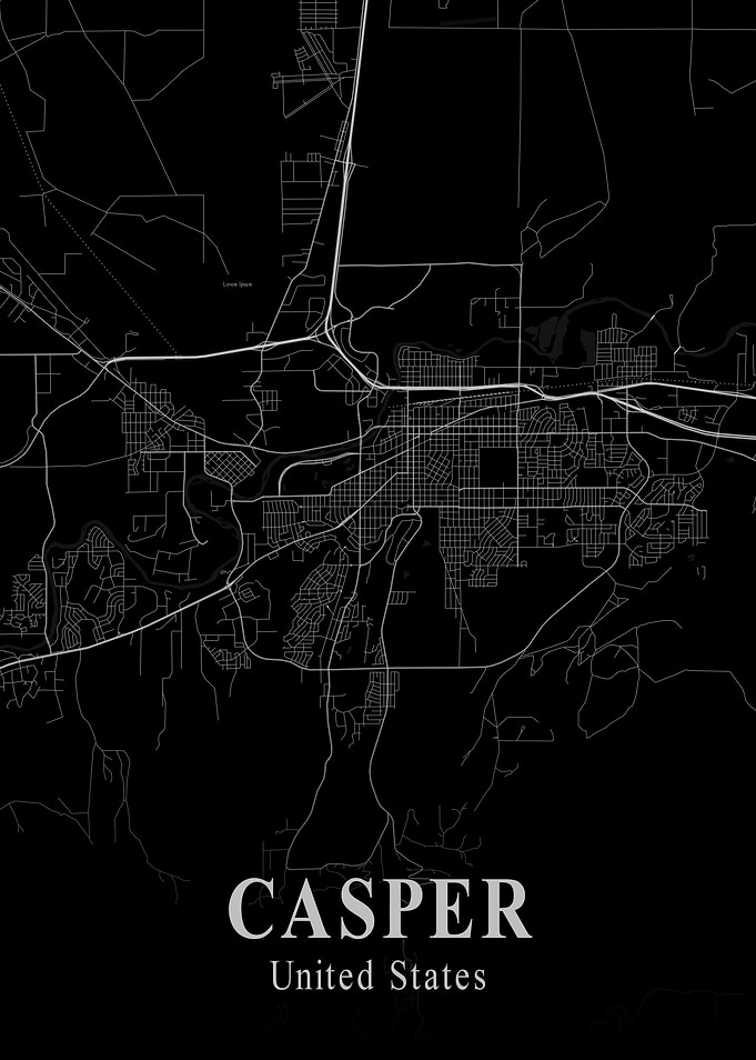 Casper City Map Dark