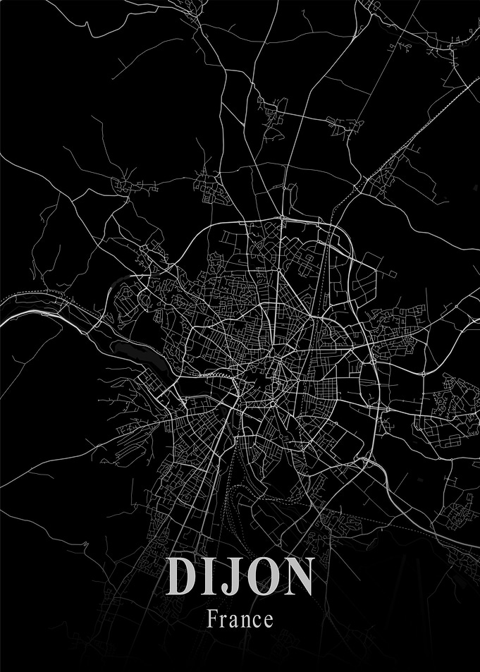 Dijon City Map Dark