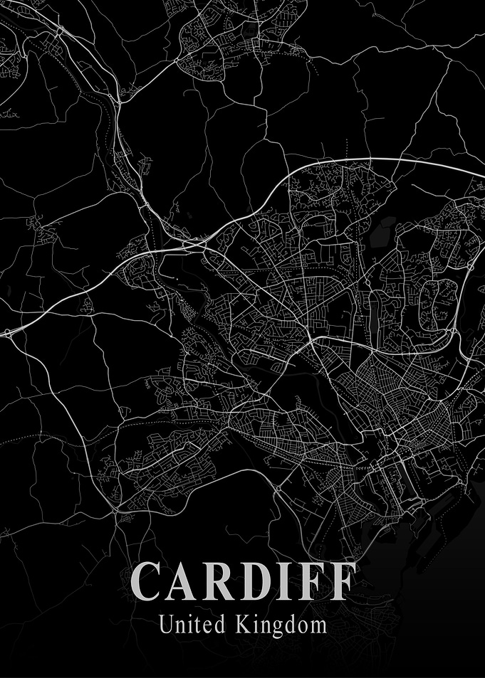 Cardiff City Map Dark