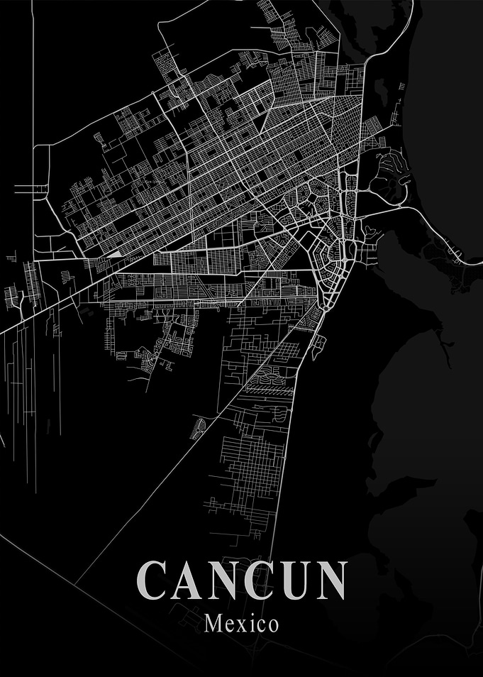 Cancun City Map Dark