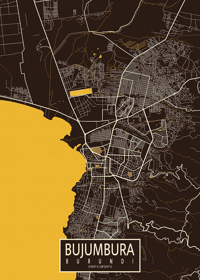 Bujumbura City Map Pastel
