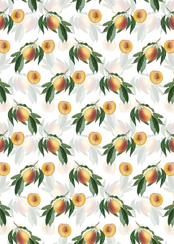 White Floral Peach Pattern