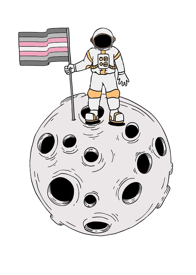 Demigirl Astronaut On Moon