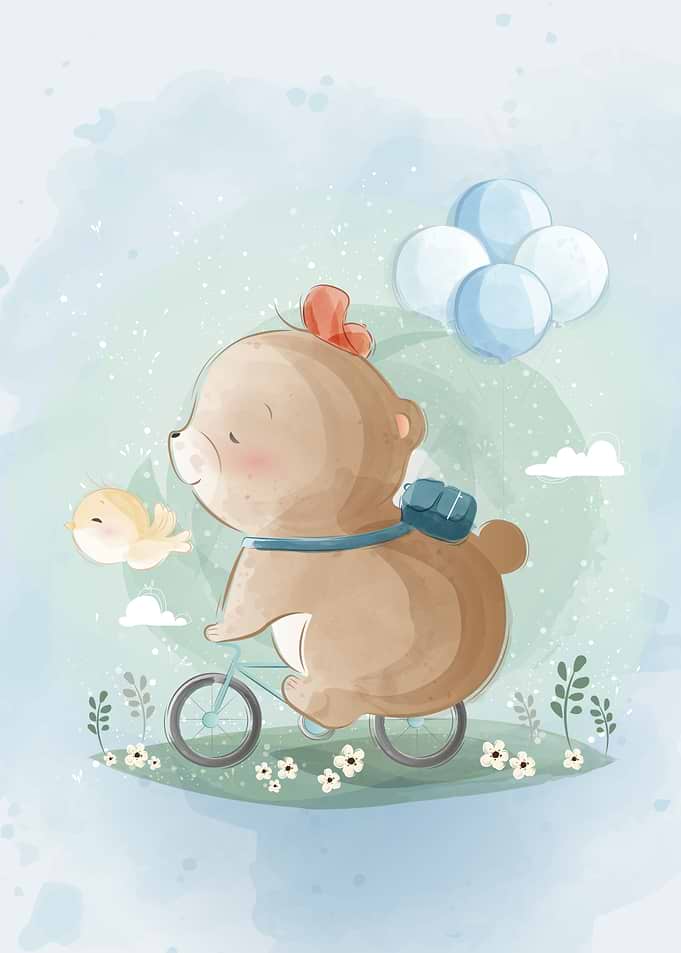 Cute Bear Riding A Bike