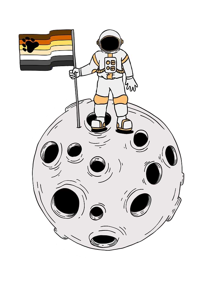 Gay Bear Astronaut On Moon