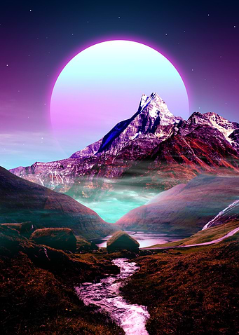 80s synth nature