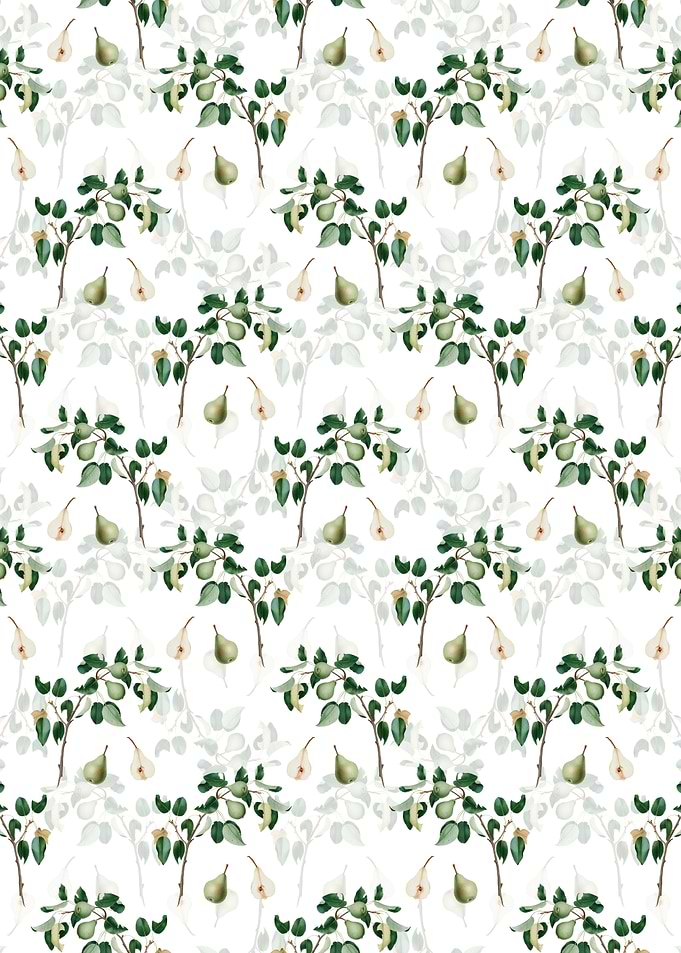 White Floral Pear Pattern