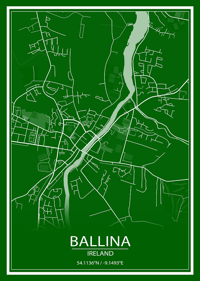 Ballina Green White Map