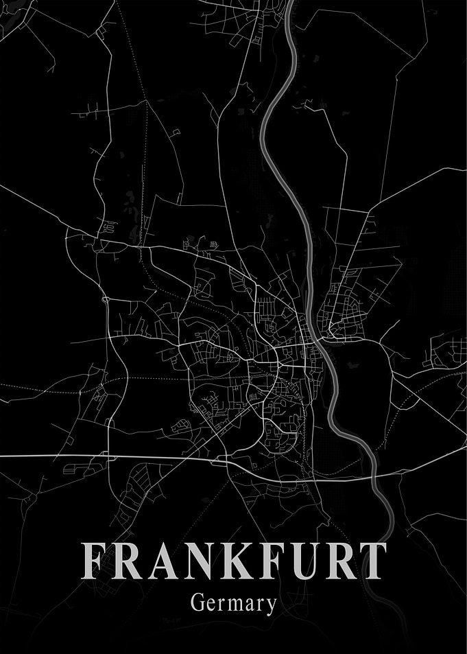 Frankfurt City Map Dark
