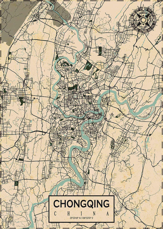 Chongqing Map Vintage