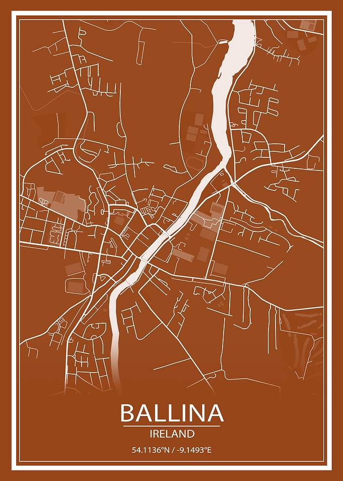Ballina Brown White Map
