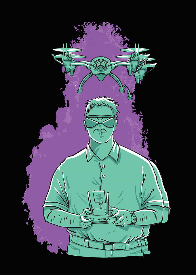 Flying drone operator VR