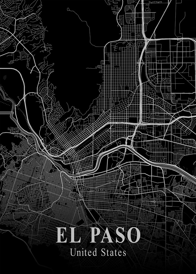 El Paso City Map Dark