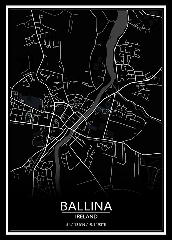 Ballina Black Map