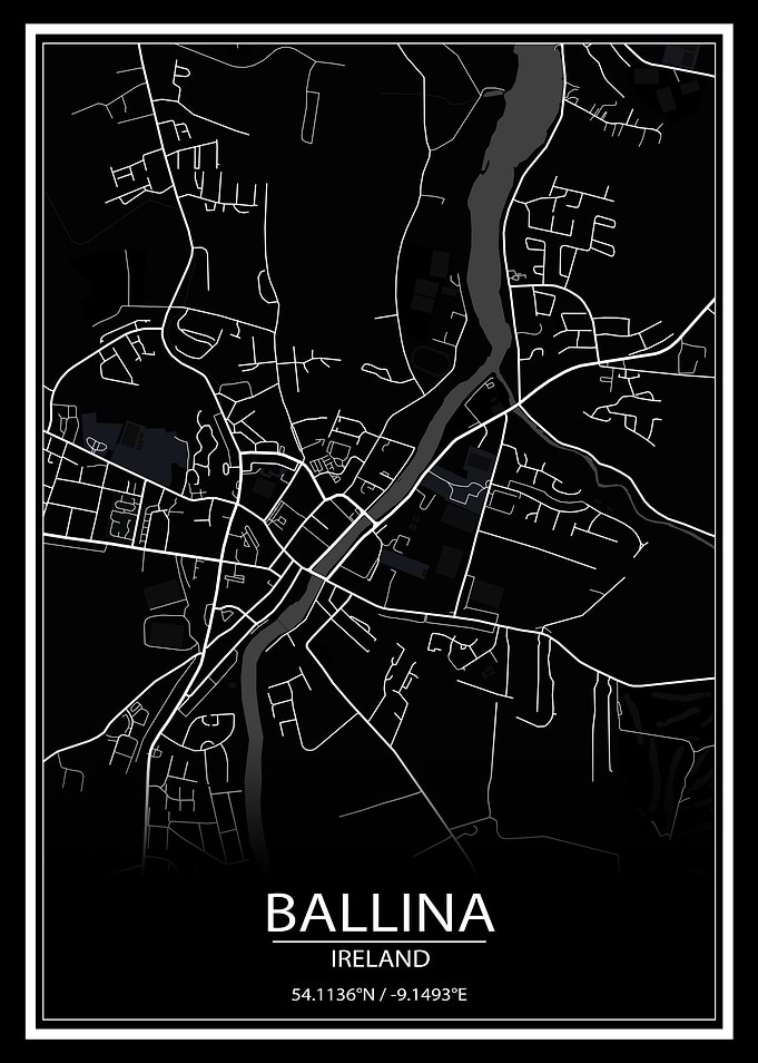 Ballina Black Map