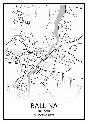 Ballina White Map