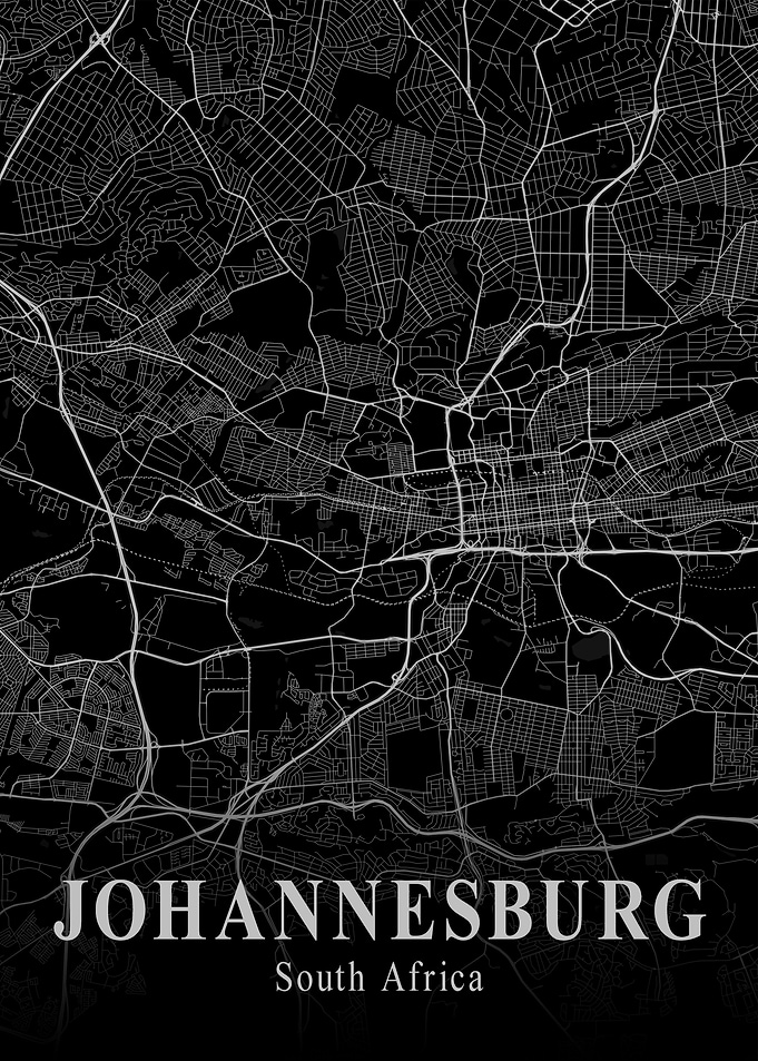 Johannesburg City Map Dark